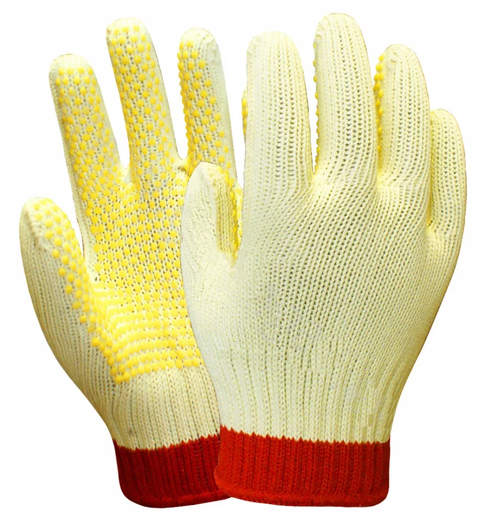 100 Aramid Fiber Working Gloves PVC Dots Cut Resistant Work Glovesin