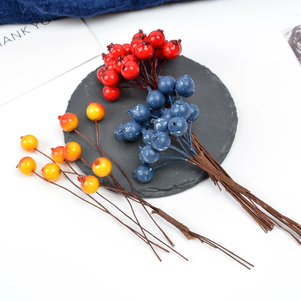 1 см 10 шт. искусственные тычинки цветов миниатюрные ягоды букет вишня поддельные гладкие пенопластовые ягоды для свадьбы рождественские украшения