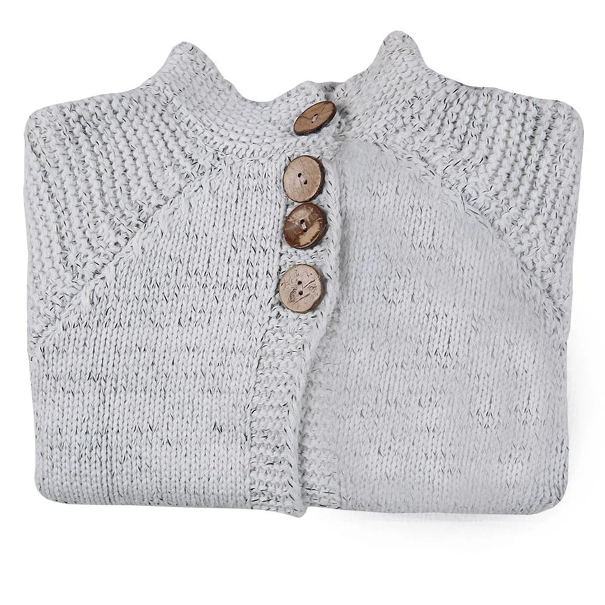 Детское пальто Верхняя одежда для девочек бежевый шерстяной наряд для маленьких детей вязаный свитер на пуговицах пальто-Кардиган Топы 823