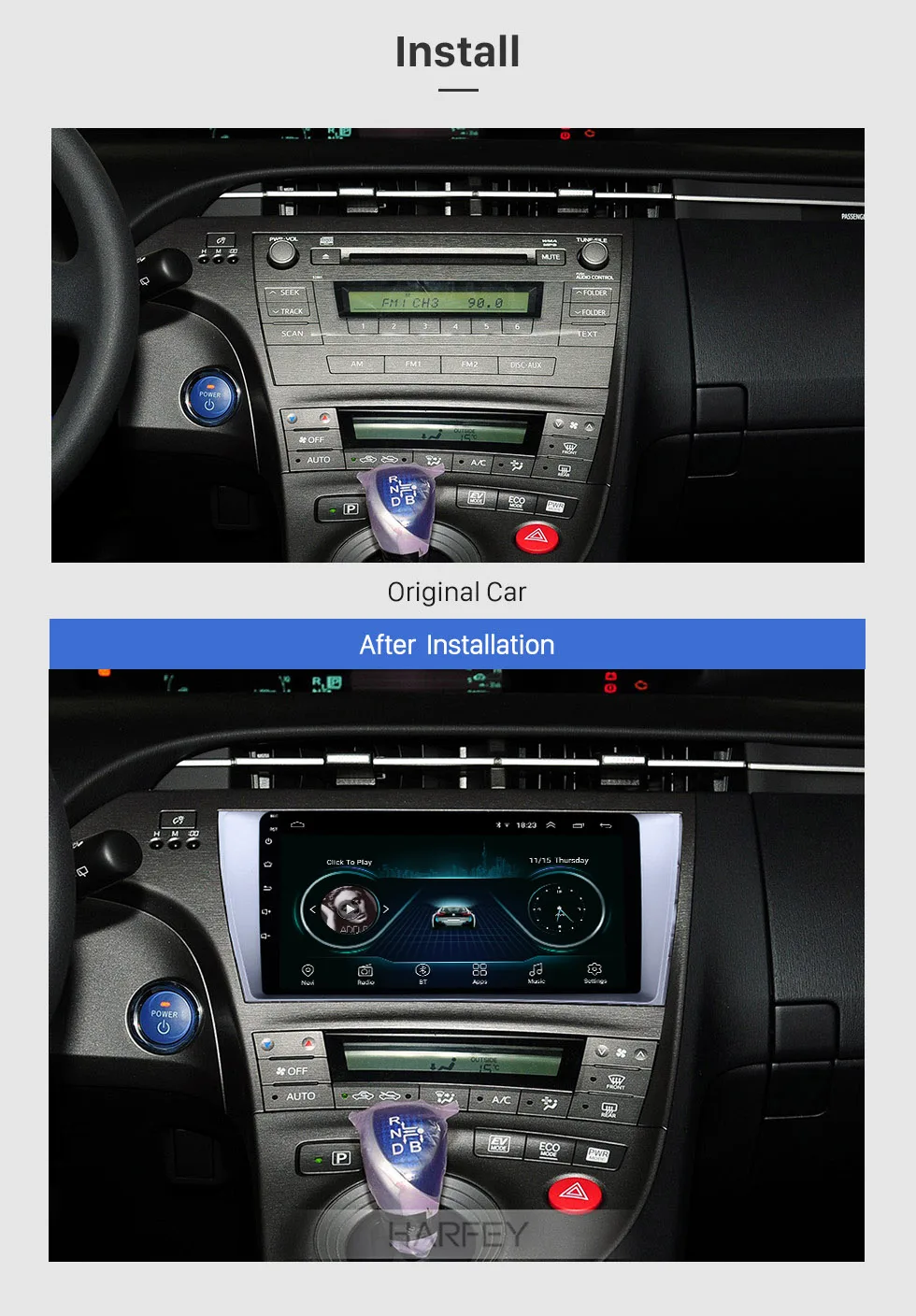 Discount Harfey HD Touchscreen Radio 9" Android 8.1 for Toyota Prius 2009-2013 Left hand driver GPS Navi Bluetooth WiFi Mirror Link USB 1