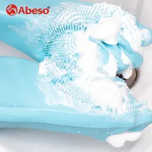 Abeso волшебные перчатки для мытья посуды многоразовый силикон щеточка для очищения перчатки термостойкие для уборка кухни, ванной A8830