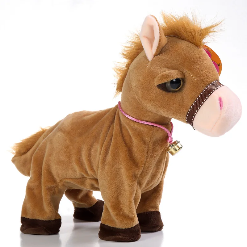 Новое Раннее развитие ребенка игрушки звук контроль движение электронные игрушки собака плюшевая собака интерактивные игрушки Дети подарки на день рождения - Цвет: Brown horse