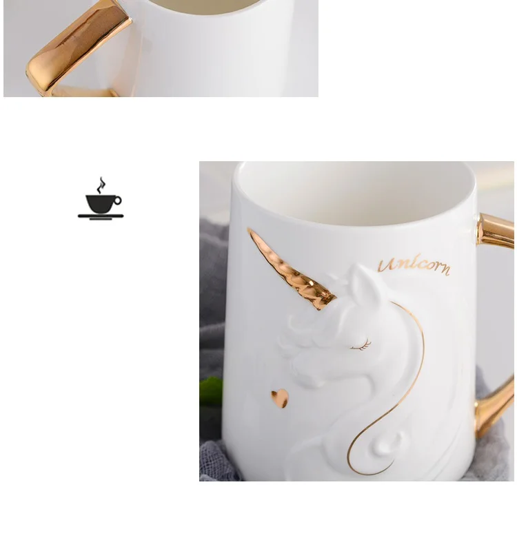 OUSSIRRO, европейский стиль, кружка, простое животное, единорог, узор, керамика, кофейная Крышка для кружек и ложек, рождественский подарок для друзей