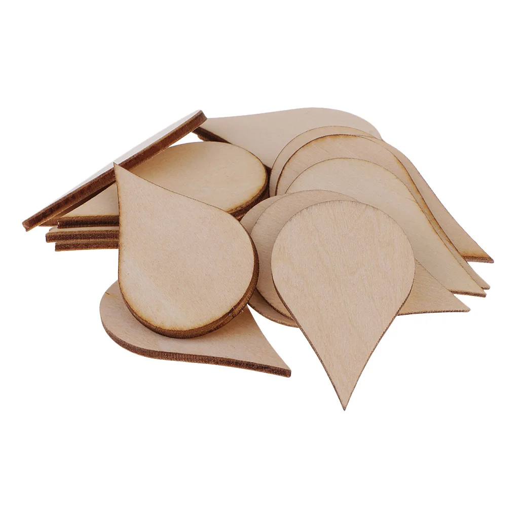 Wooden MDF Drop Shapes Craft Blank Wood Embellishment for Scrapbooking Wedding Party Baby Feet Christmas Decorations DIY