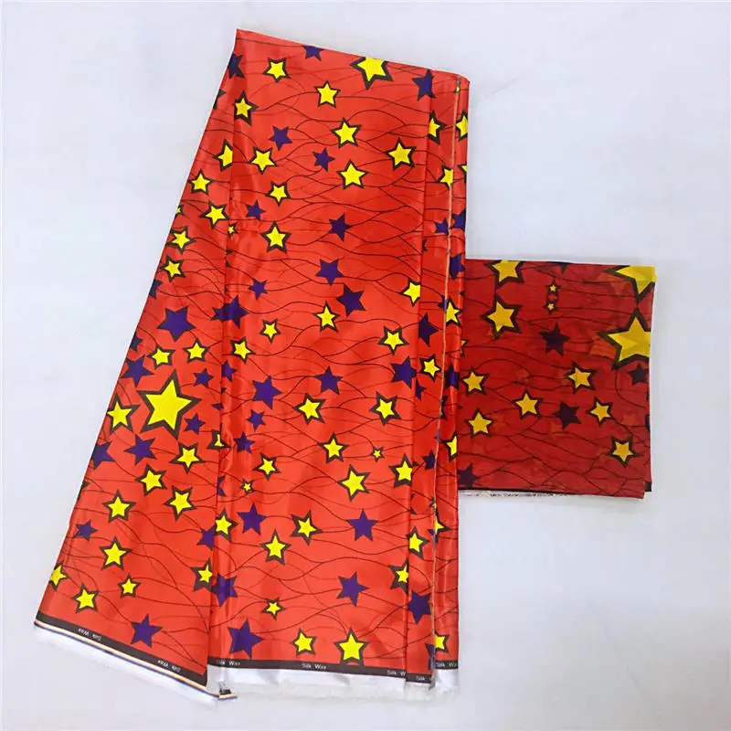 Африканский стиль 2+ 4 ярдов атласный шелк с шифоновой тканью мягкая африканская ткань для платья Анкара ткань Африканский Воск принты шелк - Цвет: 7