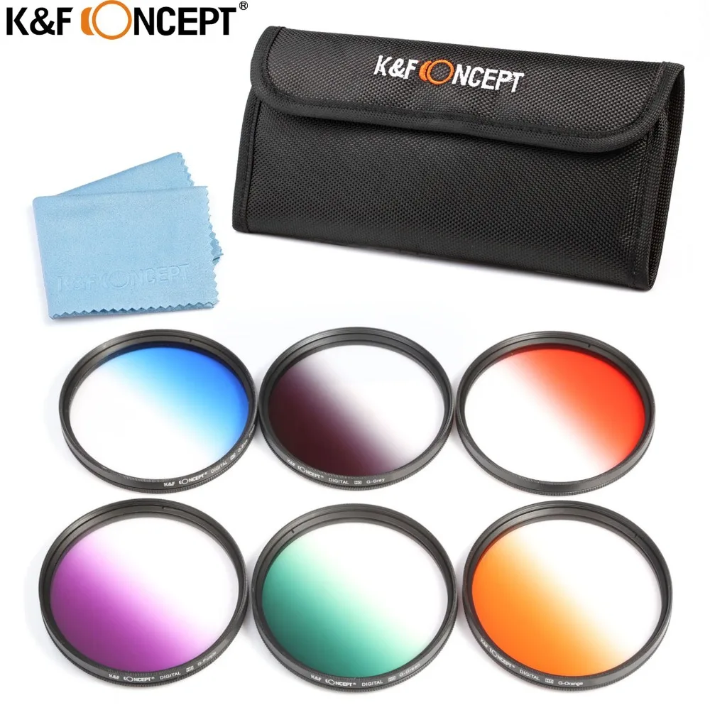6pcs/lot 77mm Graduated Color Lens Filter Kit For Canon Rebel T4i T3 T3i T2i T1i XSi Nikon D3100