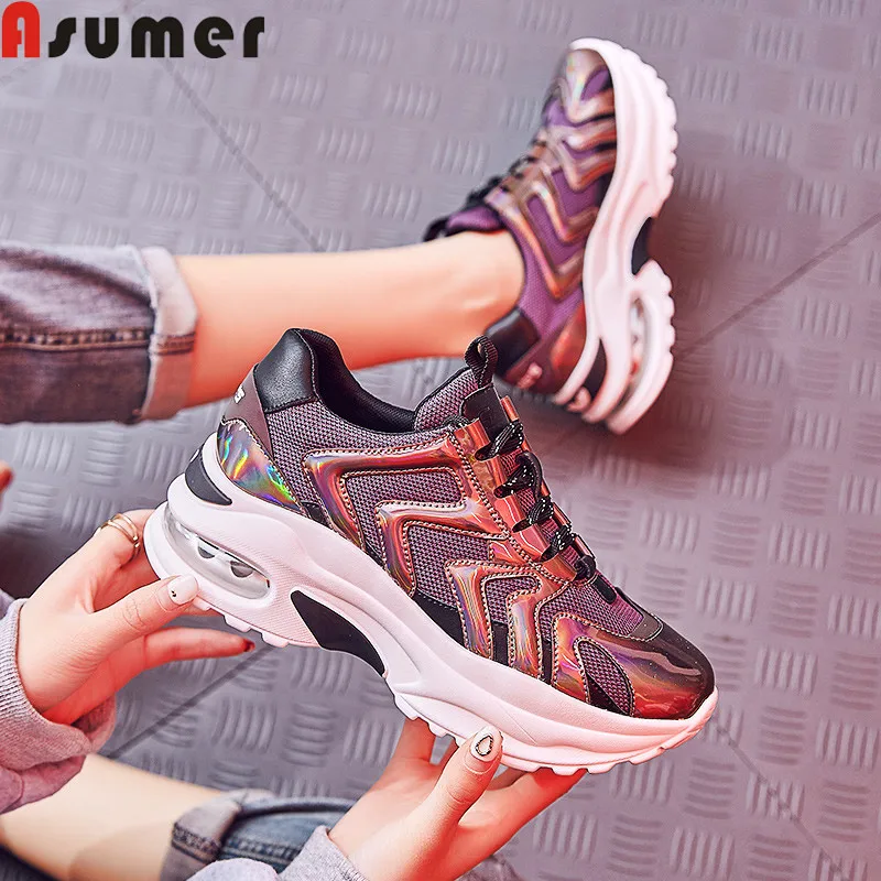 

ASUMER 2019 new sneakers shoes women round toe lace up ladies shoes flat platform shoes colour casual women flats shoes 35-40