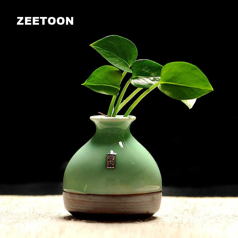 

Vintage Longquan Celadon Lovely Mini Vase Hydroponics Flower Pot Living Room Ikebana Tabletop Ceramic Creative Home Decor