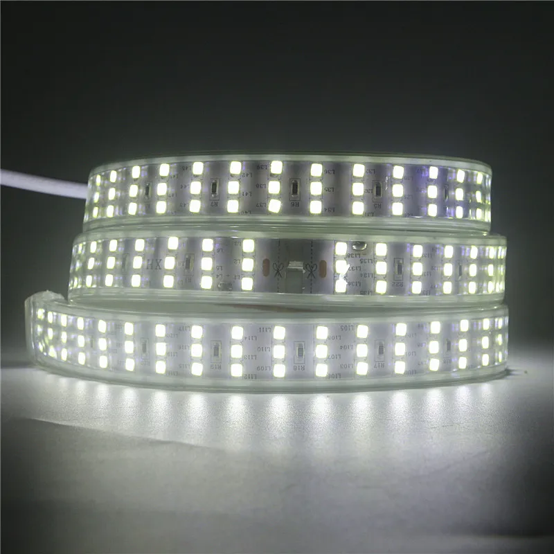 AC 220 V 2835 SMD 276 светодиодный s/m полосы света трехрядные ширина 20 мм белый/теплый белый водонепроницаемый IP67 гибкий светодиодный свет ленты