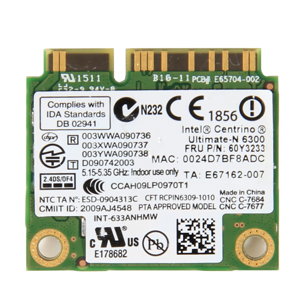 Для Intel 6300 Беспроводной N 450 Мбит/с Wi Fi 2 4G/Wi 5 ГГц ПОЛОВИНА Mini карта pci e для IBM ThinkPad Lenovo