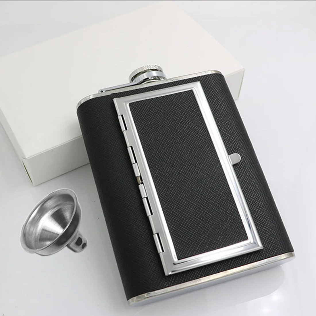 

5/6 Ounce Stainless Steel Cigarette Case Hip Flask Included Funnel Flagon Wine Pot Liquor Alcohol Bottle camping equipment