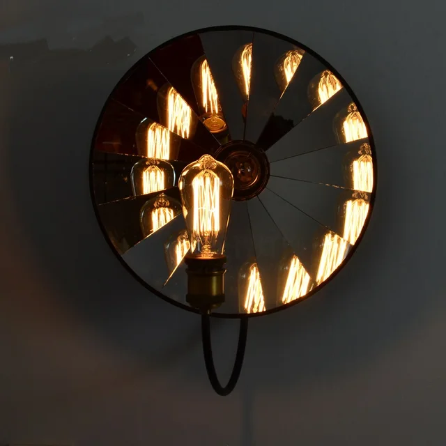 retro industrial mirror round wall lamps warehouse balcony outdoor