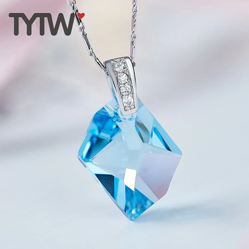 

TYTW Crystals From Austrian Necklaces Women Pendants pentagram necklace Rhodium Fashion Jewelry Austrian Pendant Necklaces