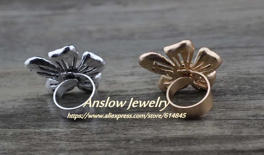 Бренд Anslow,, модное ювелирное изделие в стиле панк-рок, античное посеребренное кольцо с кристаллами для женщин, женские подарки для друзей на вечеринку