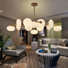 Post-Modern Glass Ball Chandeliers Magic Beans Led Pendant Lamp Lights Living Room Restaurant Bedroom Light Fixtures Luminaire nordic chandeliers creative postmodern magic beans art restaurant simple glass ball branches tree twig molecules living room led
