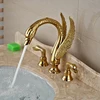 Golden Swan Bathtub Faucet Deck Mounted Bath Shower Set Brass Hand Shower Basin Mixer Tap Widespread Tub Sink Faucet 3