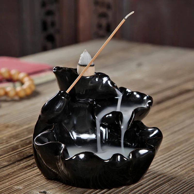 Handmade Ceramics Lotus Back Flow Incense Burner Sticks Incense Base Censer Creative Home Decor
