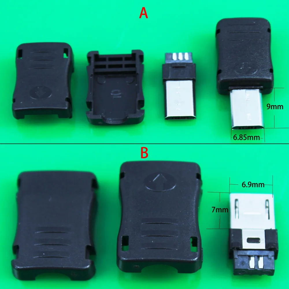 

cltgxdd Micro USB 5PIN Welding Type Male Plug Connectors Charger 5P USB Tail Charging Socket DIY Black Plugs