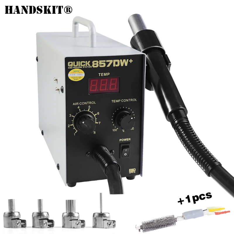 

Digital Display Electric Soldering Stations QUICK857Dw+ Hot Air Heat Gun Helical Wind 580W SMD Rework Station Soldering Irons
