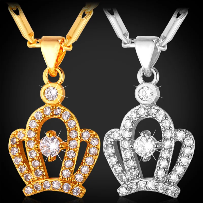 Crown Necklaces Pendants Women Jewellery Gift AAA Cubic Zirconia