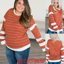 US Womens Long Sleeve Striped Tops Ladies Jumper Hoodies Plus Size L-5XL US Womens Long Sleeve Striped Tops Ladies Jumper Hoodies Plus Size L-5XL