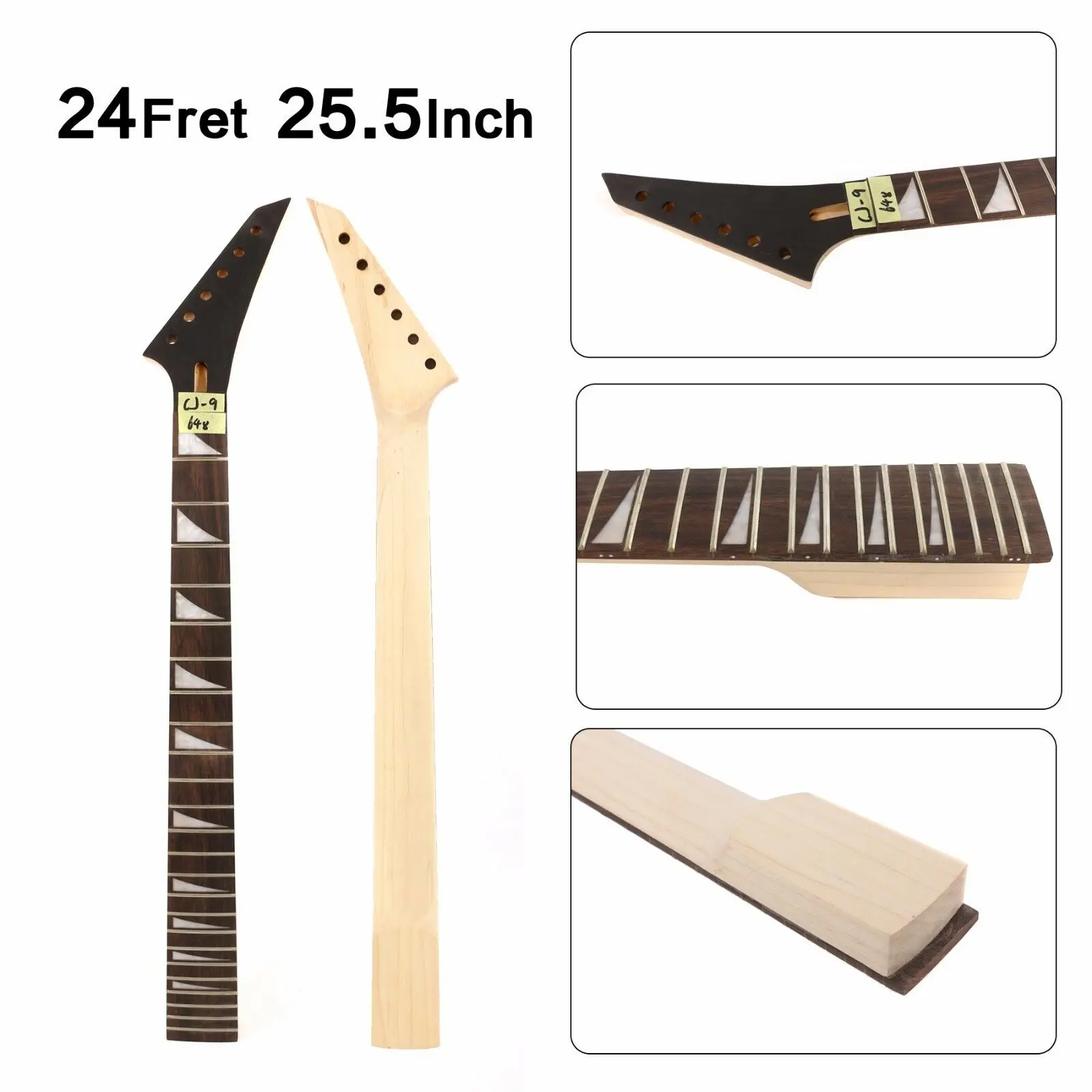 

Diy Electric Guitar Neck 24 Fret Guitar Replacement Maple+Rosewood fretboard