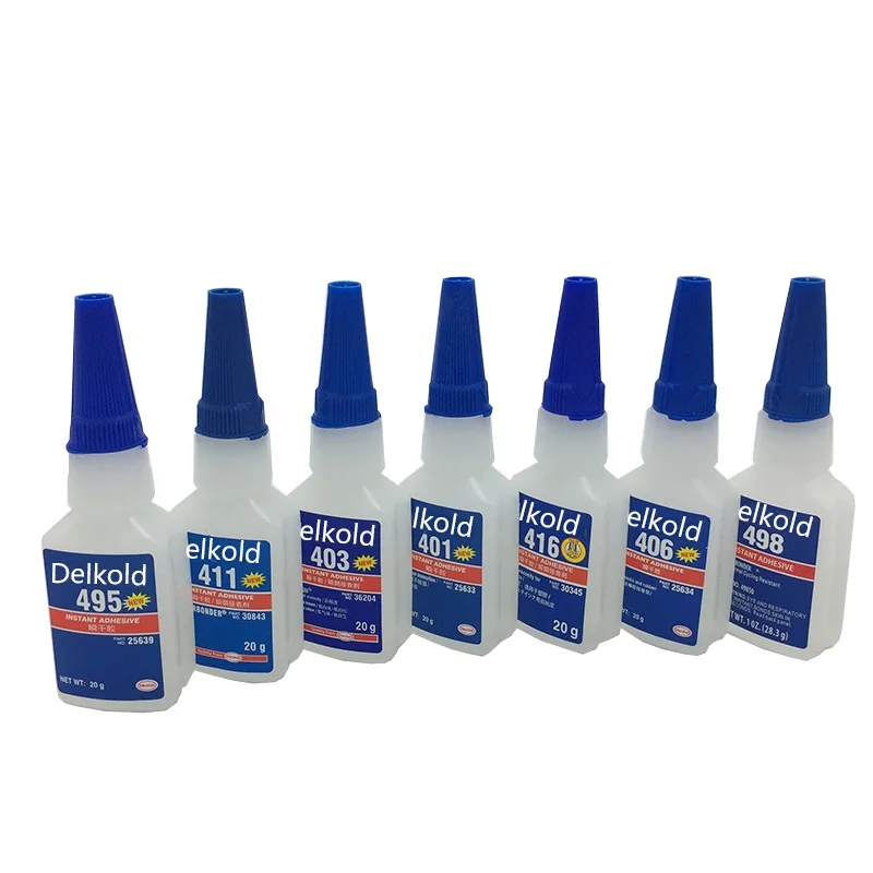 

2pcs 20g Super glue instant adhesive used in metal glass plastic china leather wood 401 403 406 416 415 460 495 496 411 498