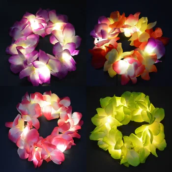 

LED Light Up Hula Hawaiian Flashing Flower Garland Headband Head Wear Lei Beach Party Wedding Decoration