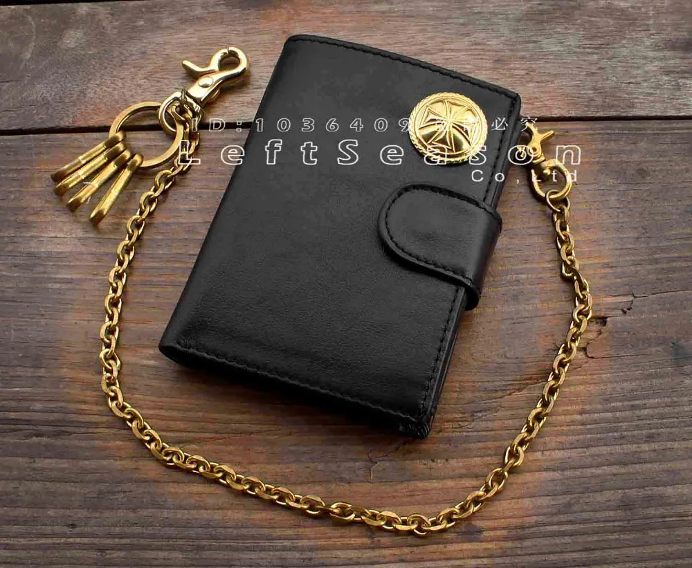 Mens Leather Bifold Wallet With Chain Literacy Basics