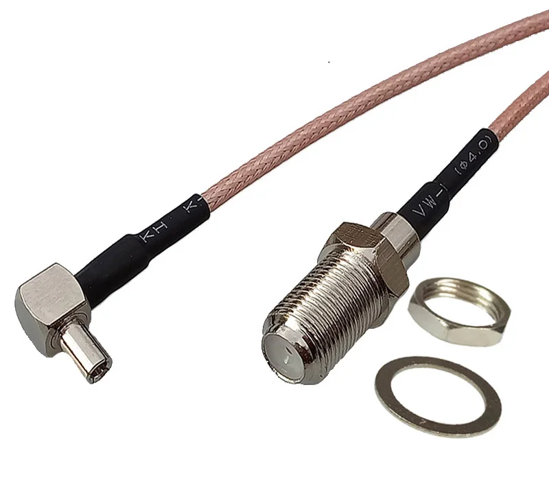 F Female Jack to TS9 Male Right Angle Plug Pigtail Cable Extension Cable RG316 15CM50CM100CM (2)