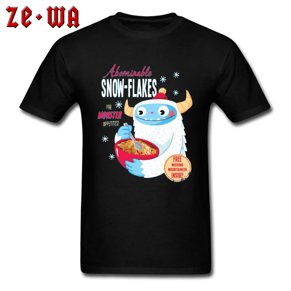 Designer Men Top T-shirts O Neck Short Sleeve 100% Cotton Abominable Snow-Flakes -4453 T Shirt Europe Top T-shirts Abominable Snow-Flakes  -4453 black