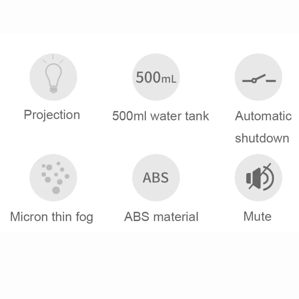 Кристальный Ночной светильник, проекционный увлажнитель, 500 мл, USB цветной светодиодный светильник, Супер Бесшумный, 19Apr1, Прямая поставка, проекционный увлажнитель
