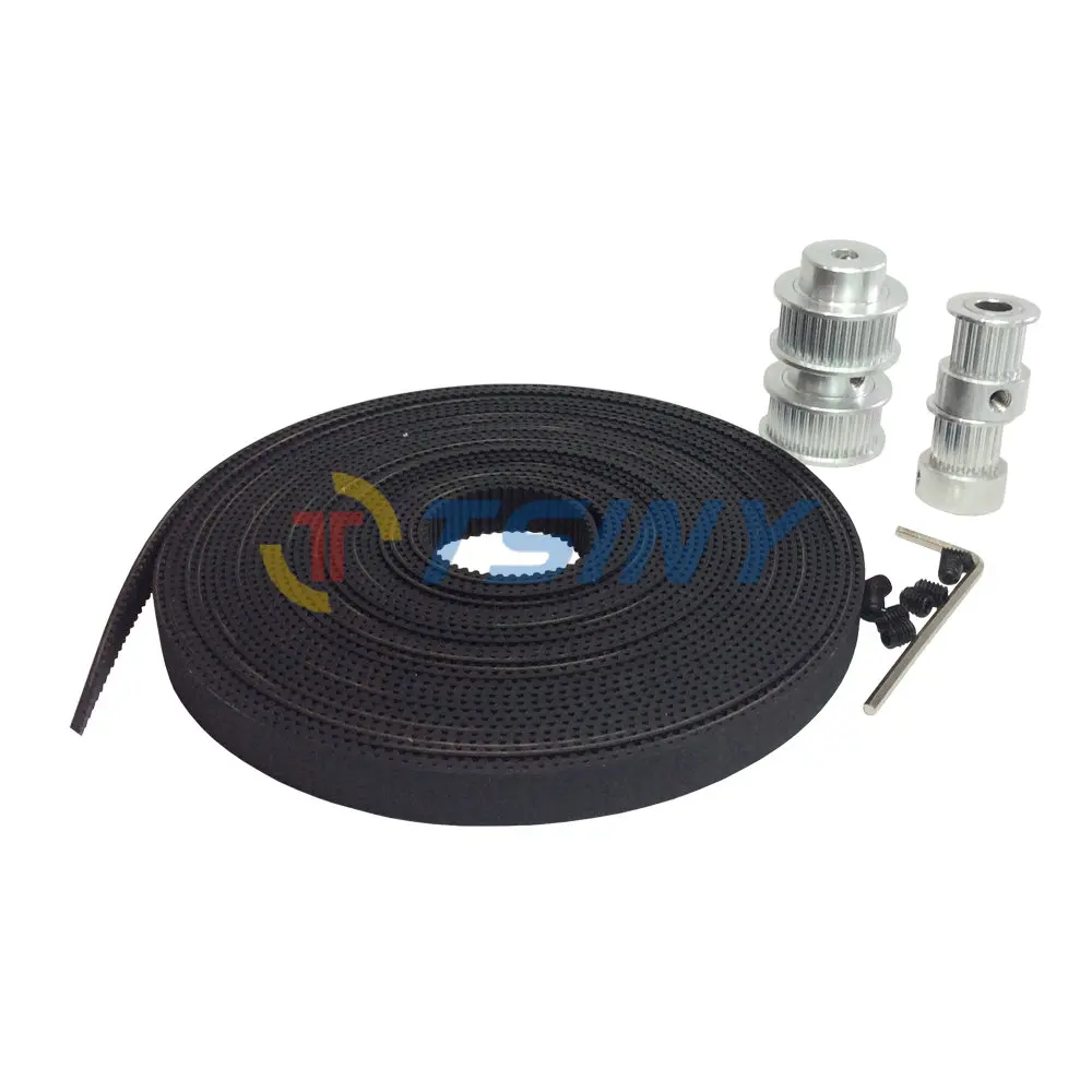 

HTD 3D GT2 2pcs 20 Teeth Bore 5mm 6.35mm 8mm + 2pcs 36 Teeth Pulley Bore 5mm 8mm and 2GT Timing Belt 5 Meters Belt Width 9mm