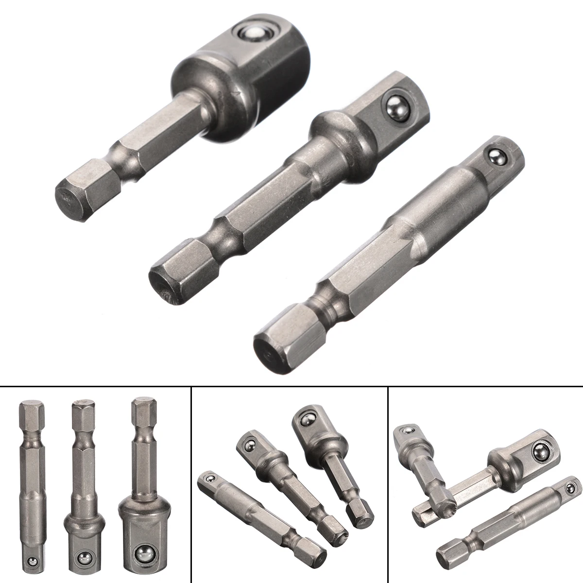 Buy 3pcs Hex Shank Extension Bits 1/4" 3/8" 1/2" Power Drive Drill Bit Electric