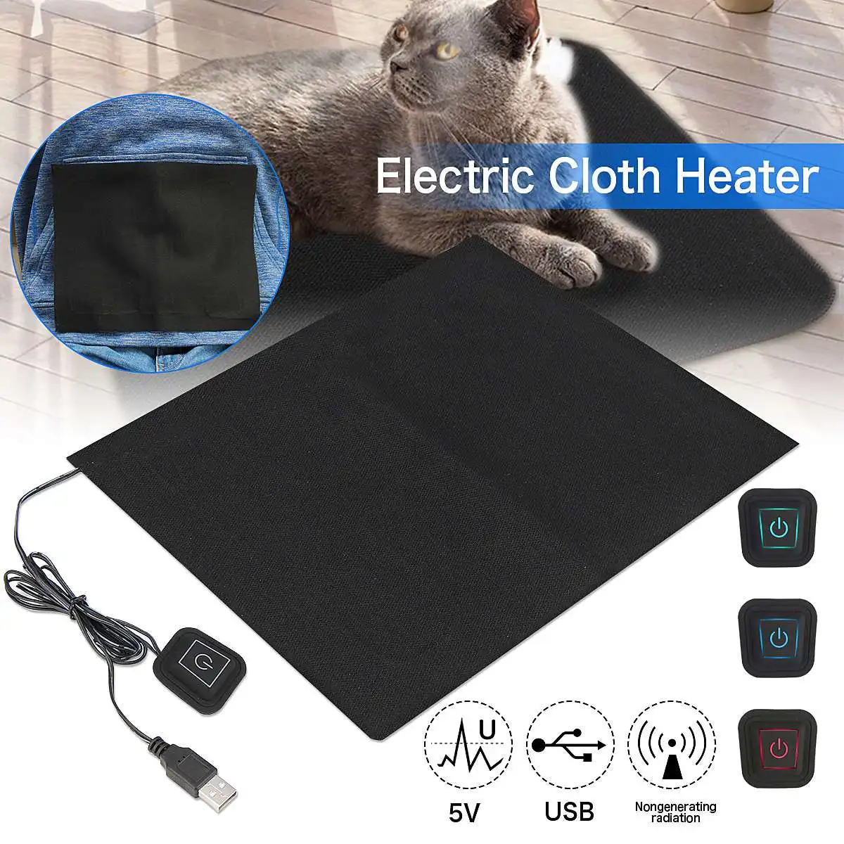 

5V USB Electric Clothes Heater Sheet, Winter Heated For Cloth Waist Foot Insoles, Women Men Keep Warm Hand Warmer Heating Tablet
