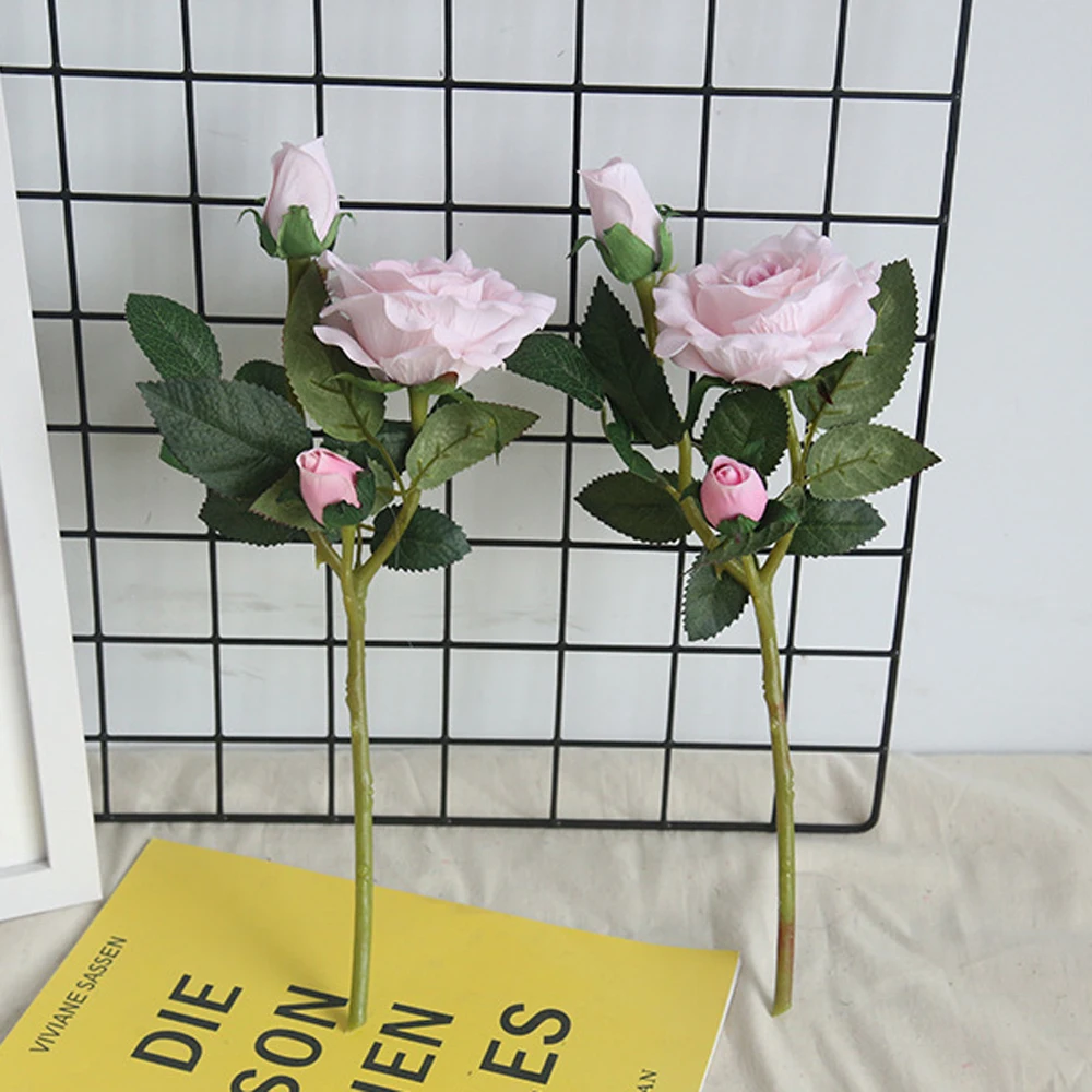 3 головки/шт DIY искусственный букет невесты розы цветы для украшения свадьбы поддельные шелковые розы цветы бутоны для декора дома комнаты