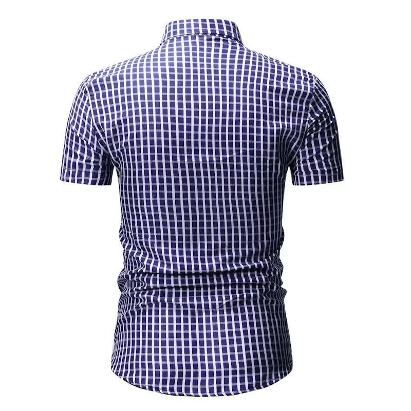MOGU мужские лето полосатый короткий рукав рубашки классический Slim Fit Гавайский Марка Блузка красный и синий Азиатский Размеры 3XL новое