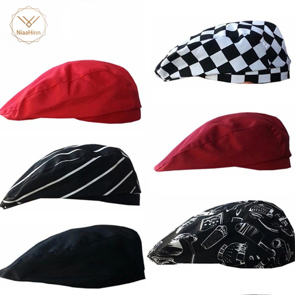 Niaahinn 13 Colors Striped Chef Hat Hotel Uniform Cooking Hats Catering