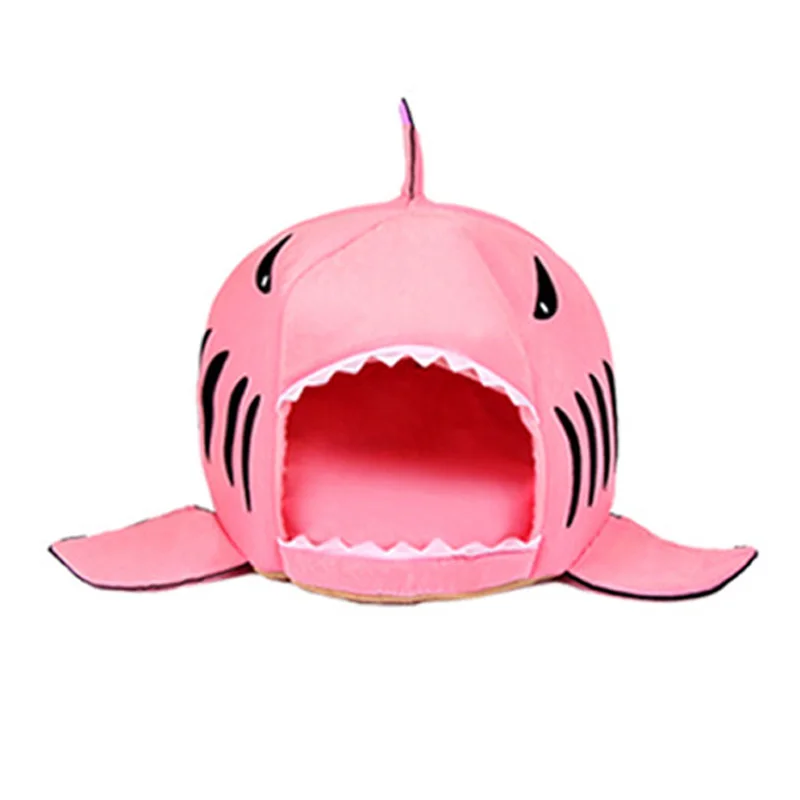 pawstrip 3 Colors Cartoon Shark Dog Bed House Winter Warm Cat Bed Detachable Wash Chihuahua Small Dog House Cama Perro - Цвет: Pink