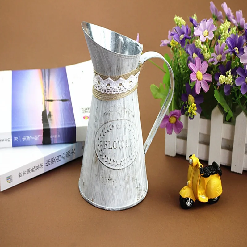 

Unique Vintage Vase Wrought Iron Flower Barrel Balcony Pots Planters Bucket Pastoral Flower Holder Home Garden Decoration