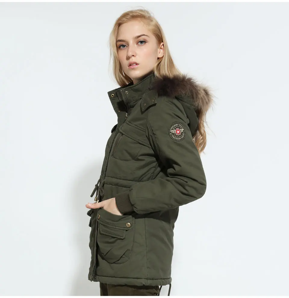 Новинка, зимняя хлопковая куртка, парка для женщин с меховым воротником, толстое свободное теплое пальто, верхняя одежда, парки для женщин, куртки армейского зеленого цвета