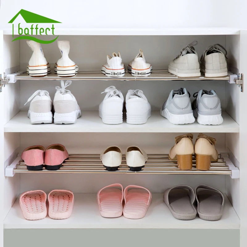 

New Wardrobe Partition Storage Rack Cabinets Holder Organizers Nail Free Telescopic Spacer Frame Clothes Rack Kitchen Shelf