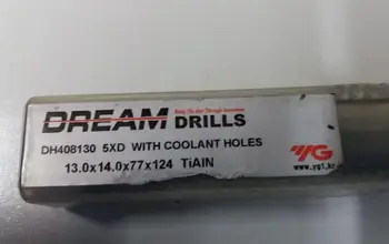 

Solid Carbide Drill Bits DH408130 5xD with coolant hole, 13*14*77*124