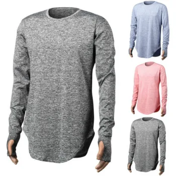 

Fashion Men's Slim Crew Neck Cotton Long Sleeve Muscle Tops Blouse Shirts Casual Street Wear Outfits Shirt Clothes