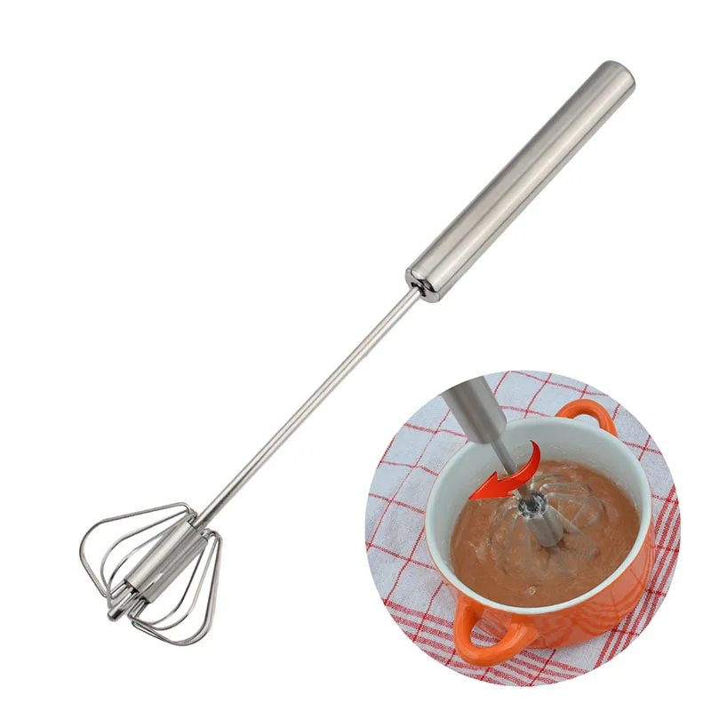 Buy OBRKING Stainless Steel Egg Whisk Semi Automatic Whisk Blender with Long