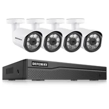 DEFEWAY 8CH 1080P HD POE Система безопасности H.265+ 2.0MP День ночного видения CCTV домашняя камера безопасности комплект видеонаблюдения 4 камеры