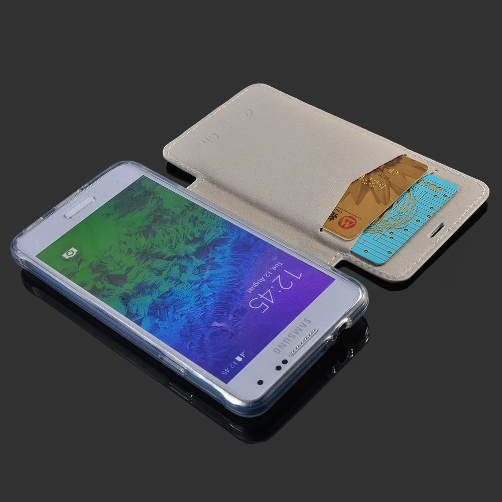 Для samsung Galaxy Alpha G850F Бесплатный экран флип мягкий кожаный из ТПУ бумажник карты Стенд чехол для телефона крышка s-ch