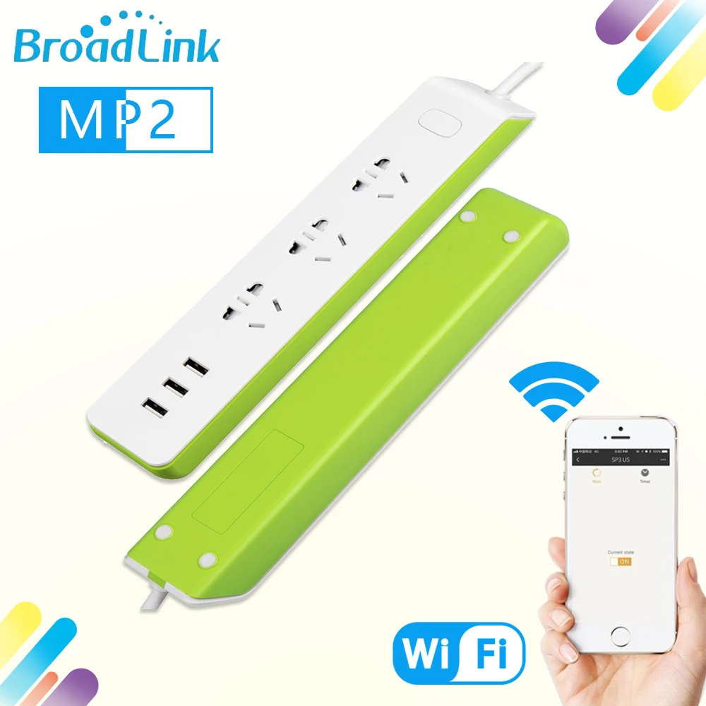 

Broadlink MP2 WiFi Smart Socket 3-Outlet Power Strip 3 USB Plug AU UK US EU Adapter APP Remote Control Support Fast Charging