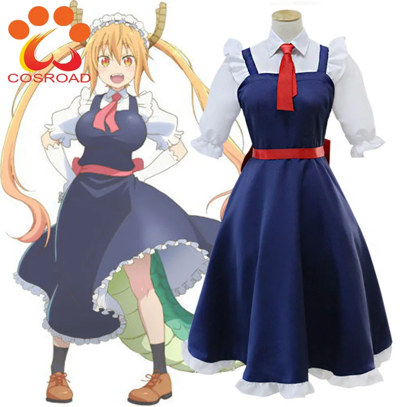 Cosroad аниме Miss Kobayashi Dragon Tohru костюм для косплея Женская одежда горничной униформа