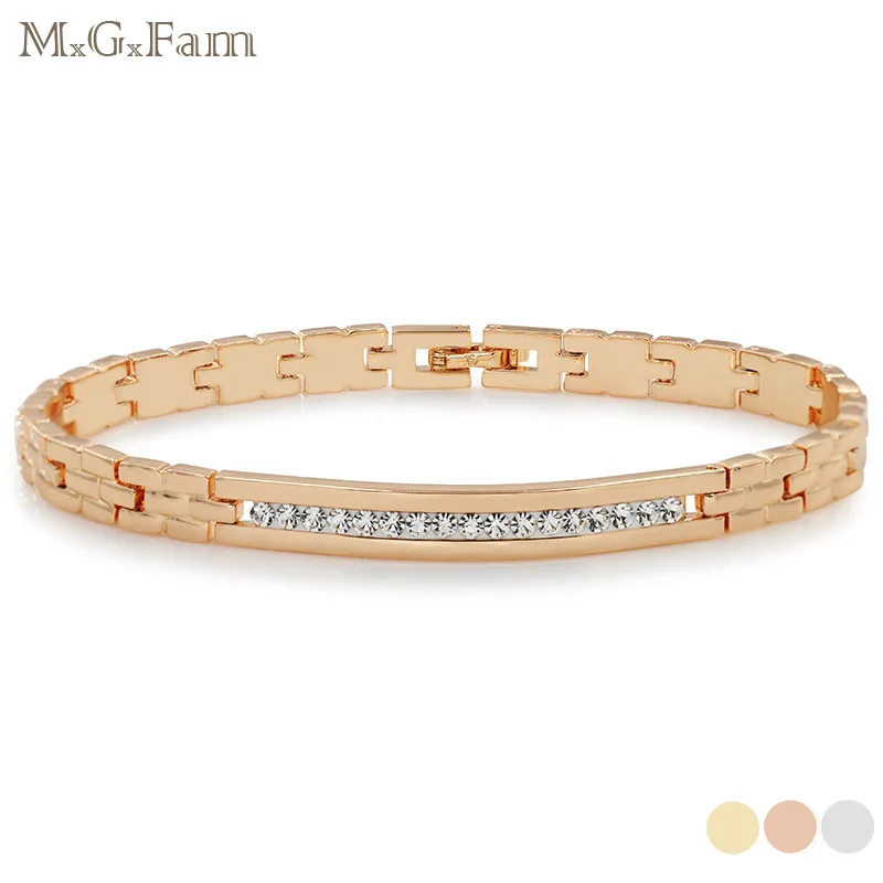 

MxGxFam 19.5cm Crystal Watch Bracelet For Men Gold Color Fashion Jewelry Lead and Nickel Free